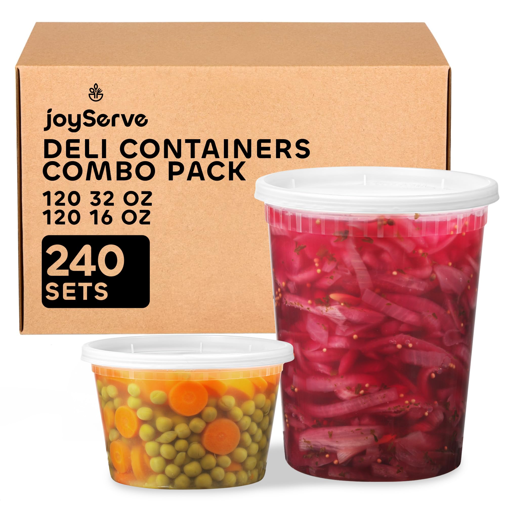 JoyServe Deli Food Containers with Lids - 32 Oz Quart Size & 24-16 Oz Pint Size Airtight Food Storage Takeout Meal Prep Containers with 54 Lids, BPA-Free, Dishwasher, Microwave Safe